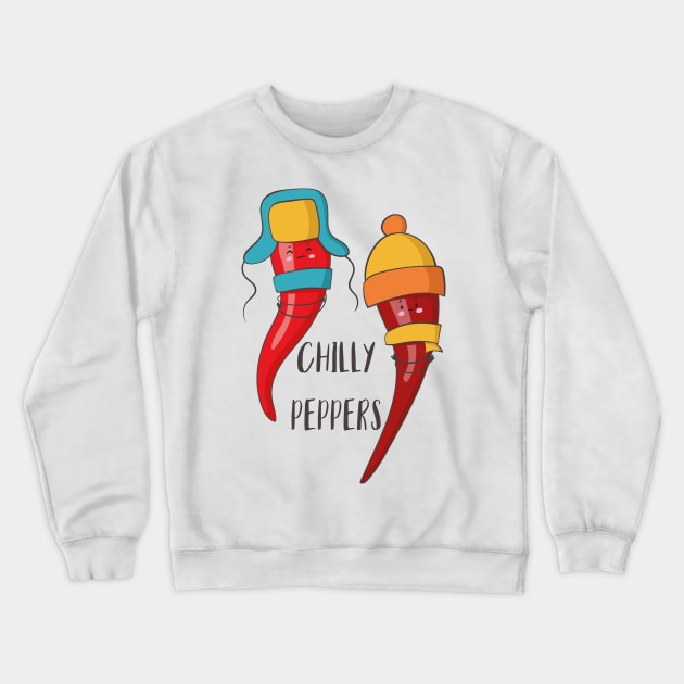 Chilly Peppers- Funny Cold Chilli Pepper in Scarves Gift Crewneck Sweatshirt by Dreamy Panda Designs